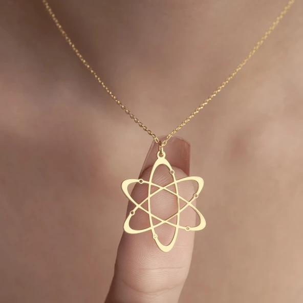 925 Ayar Gümüş Atom Figürlü  Kolye - Resim 8
