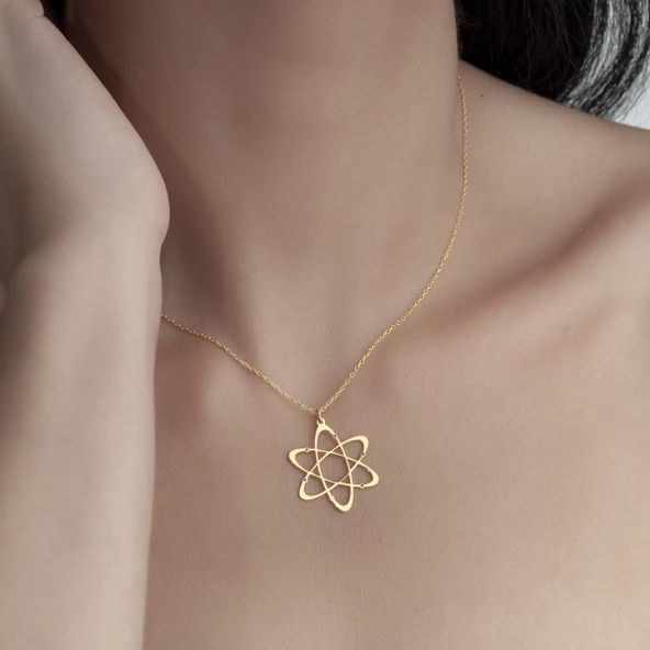 925 Ayar Gümüş Atom Figürlü  Kolye - Resim 6