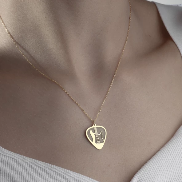 925 Ayar Gümüş Gitar Penası Kolye - Resim 2