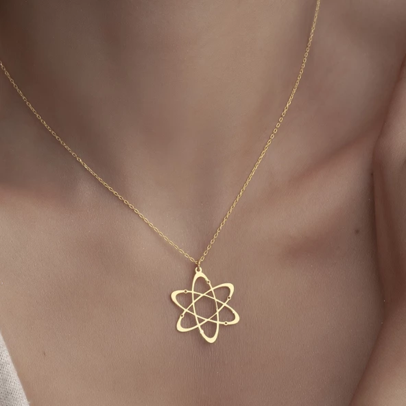 925 Ayar Gümüş Atom Figürlü  Kolye - Resim 2