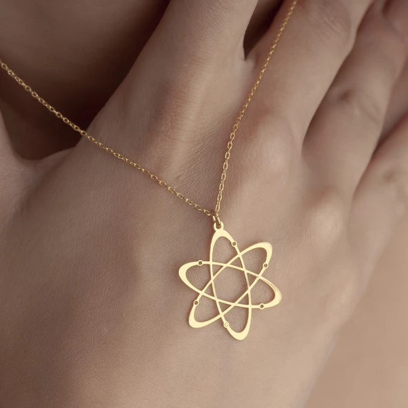 925 Ayar Gümüş Atom Figürlü  Kolye - Resim 10