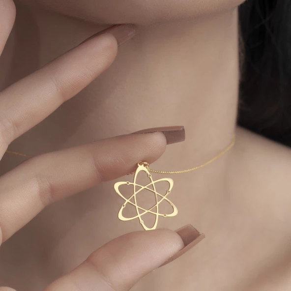 925 Ayar Gümüş Atom Figürlü  Kolye - Resim 9