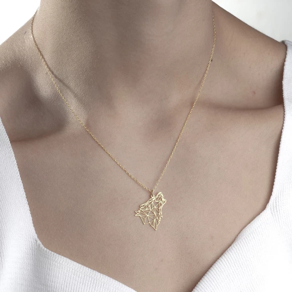 925 Ayar Gümüş Uluyan Kurt  Kolye ürün görseli 1