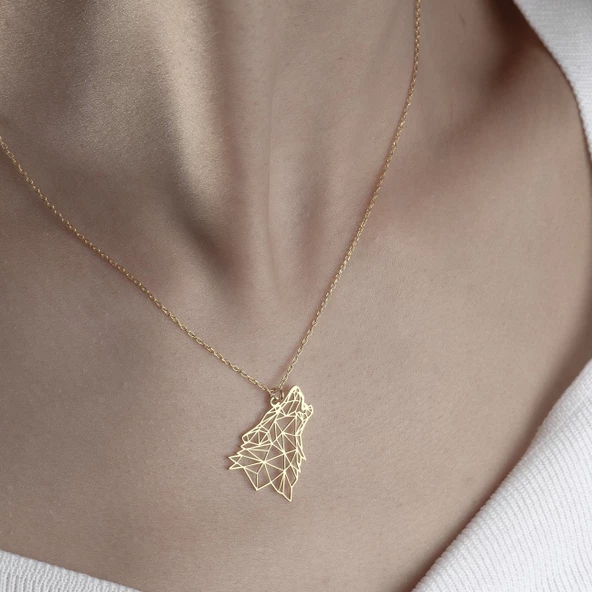 925 Ayar Gümüş Uluyan Kurt  Kolye - Resim 4