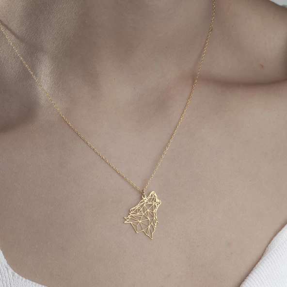 925 Ayar Gümüş Uluyan Kurt  Kolye - Resim 3