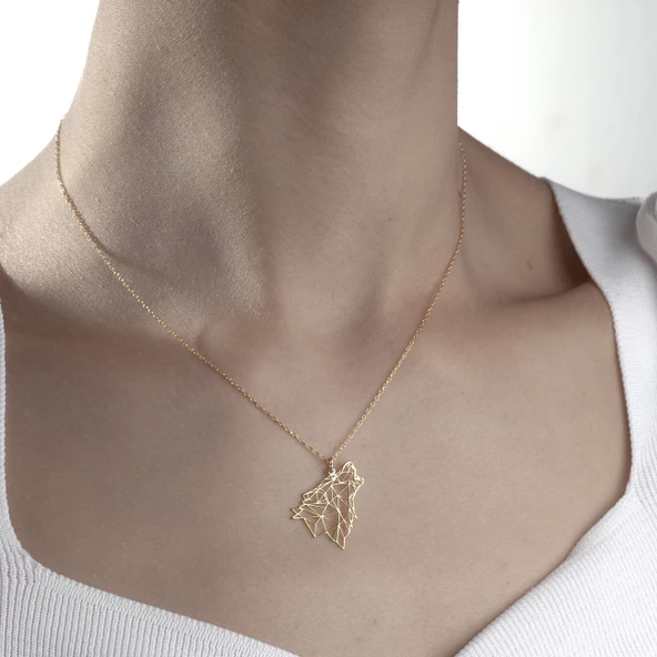 925 Ayar Gümüş Uluyan Kurt  Kolye - Resim 2