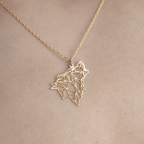 925 Ayar Gümüş Uluyan Kurt  Kolye - Resim 5