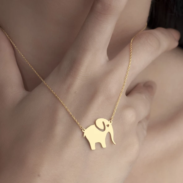 925 Ayar Gümüş Fil Figürlü Kolye ürün görseli 1