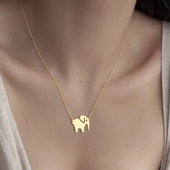 925 Ayar Gümüş Fil Figürlü Kolye - Resim 2