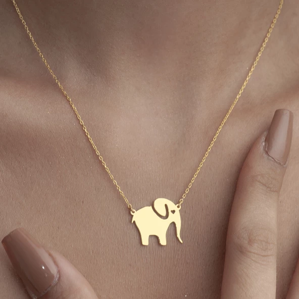 925 Ayar Gümüş Fil Figürlü Kolye - Resim 5