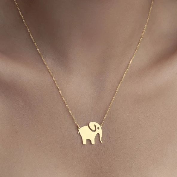 925 Ayar Gümüş Fil Figürlü Kolye - Resim 6