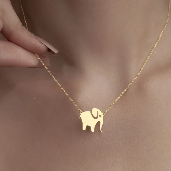 925 Ayar Gümüş Fil Figürlü Kolye - Resim 7