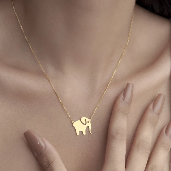 925 Ayar Gümüş Fil Figürlü Kolye - Resim 4