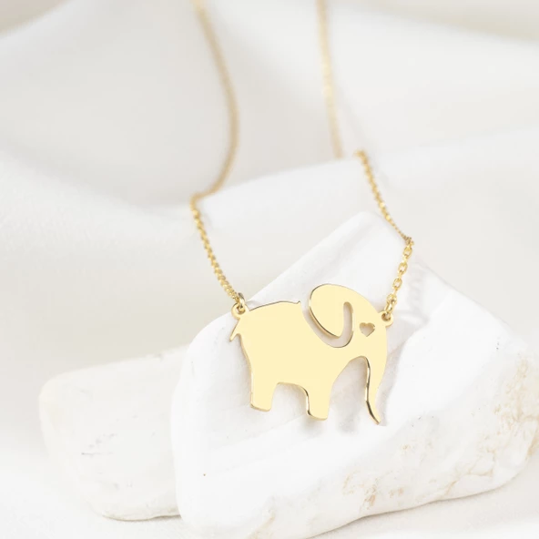 925 Ayar Gümüş Fil Figürlü Kolye - Resim 9