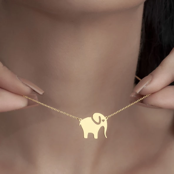 925 Ayar Gümüş Fil Figürlü Kolye - Resim 8