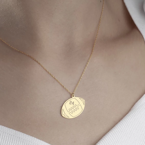 925 Ayar Gümüş Amerikan Futbolu Topu Kolye - Resim 3