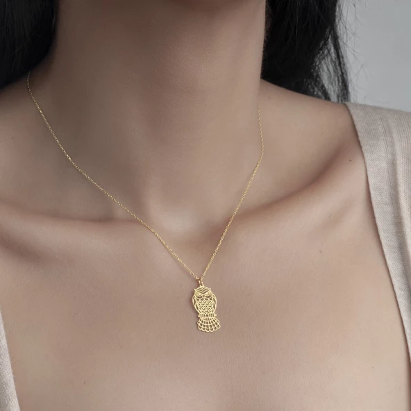 925 Ayar Gümüş Baykuş Figürlü Kolye ürün görseli 1