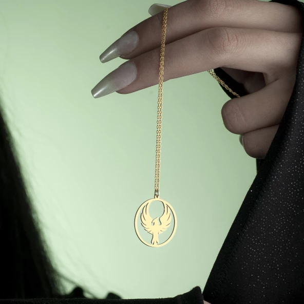 925 Ayar Gümüş Yeniden Doğuş Anka Kuşu Kolye - Resim 11