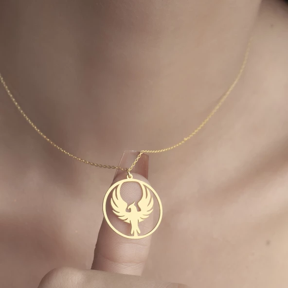 925 Ayar Gümüş Yeniden Doğuş Anka Kuşu Kolye - Resim 2