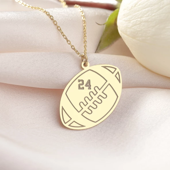 925 Ayar Gümüş Amerikan Futbolu Topu Kolye - Resim 5