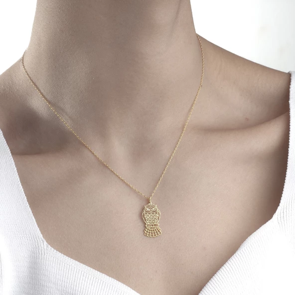 925 Ayar Gümüş Baykuş Figürlü Kolye - Resim 10