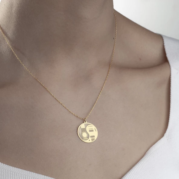 925 Ayar Gümüş Gitar Temalı Ying Yang Kolye - Resim 5