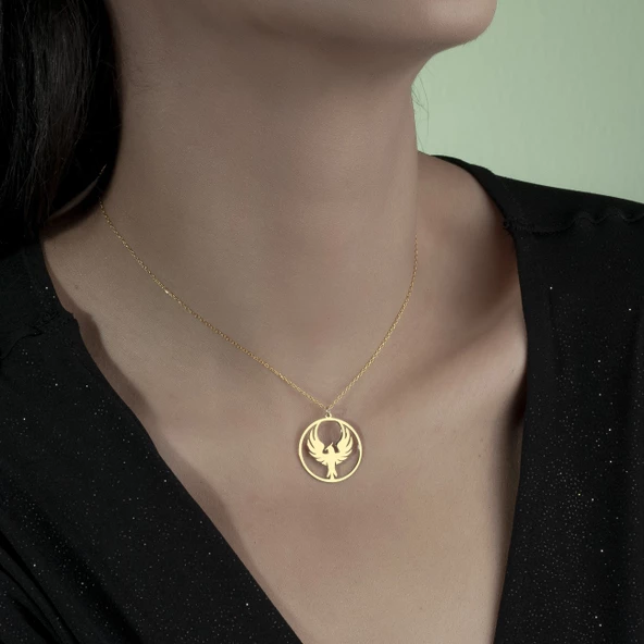 925 Ayar Gümüş Yeniden Doğuş Anka Kuşu Kolye - Resim 8