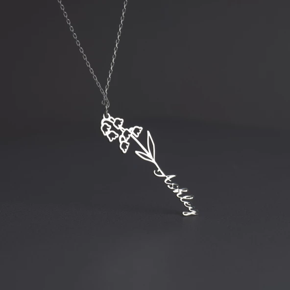 925 Ayar Gümüş İsim Detaylı Gül Kolye - Resim 4