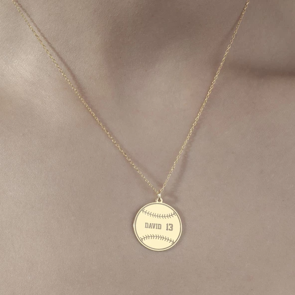 925 Ayar Gümüş Beyzbol Topu Kolye - Resim 7