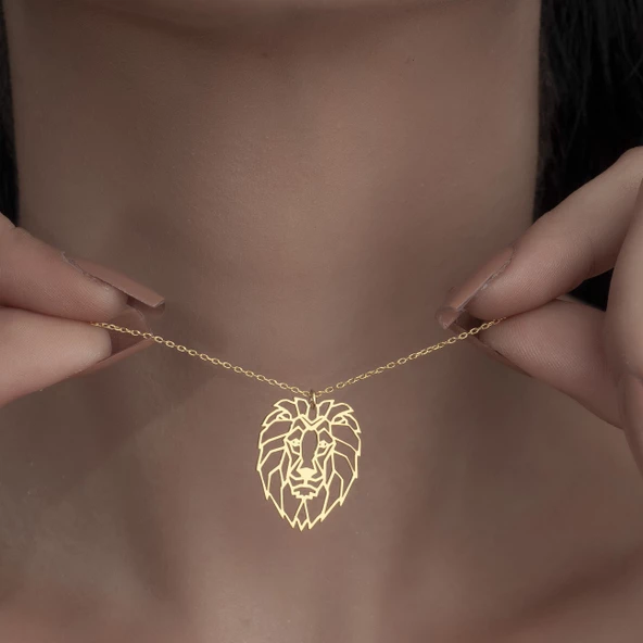 925 Ayar Gümüş Aslan Kolye - Resim 3