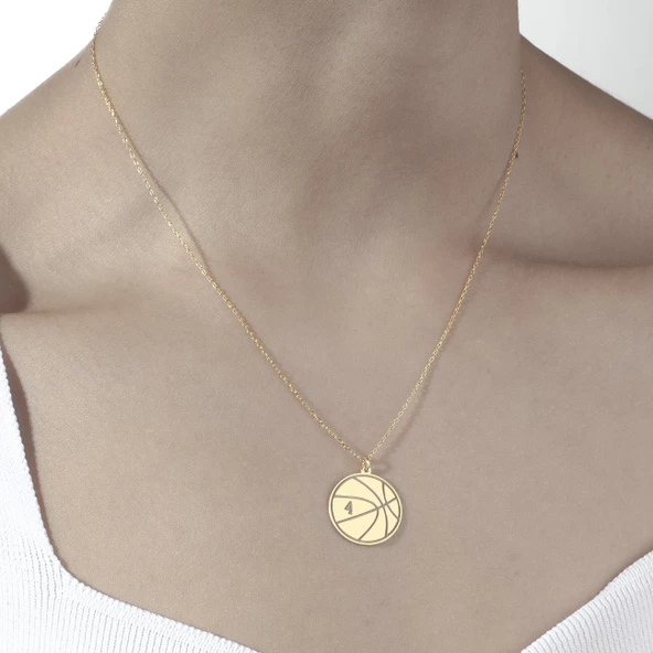 925 Ayar Gümüş Basketbol Topu ve Sayı Detaylı Kolye - Resim 3