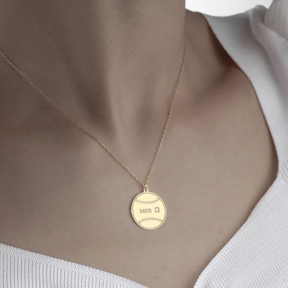 925 Ayar Gümüş Beyzbol Topu Kolye - Resim 4