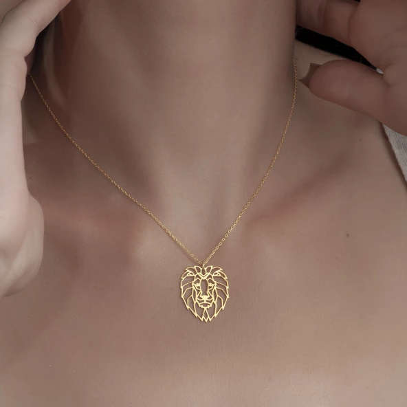 925 Ayar Gümüş Aslan Kolye - Resim 2