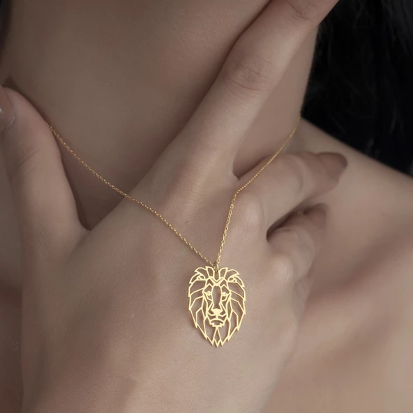 925 Ayar Gümüş Aslan Kolye - Resim 7