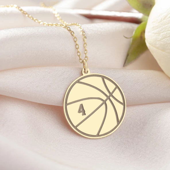 925 Ayar Gümüş Basketbol Topu ve Sayı Detaylı Kolye - Resim 6