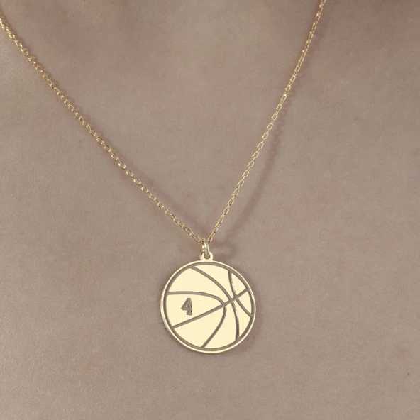 925 Ayar Gümüş Basketbol Topu ve Sayı Detaylı Kolye - Resim 5