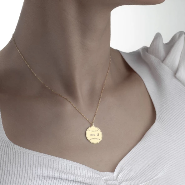 925 Ayar Gümüş Beyzbol Topu Kolye - Resim 3