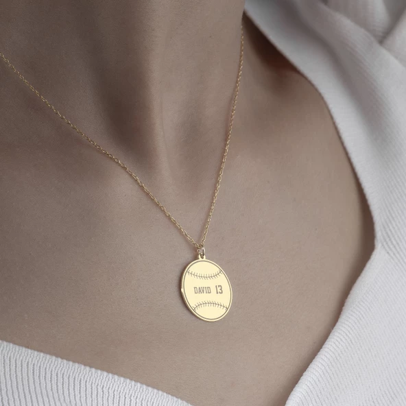 925 Ayar Gümüş Beyzbol Topu Kolye - Resim 5