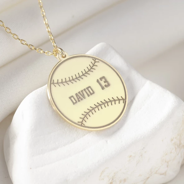 925 Ayar Gümüş Beyzbol Topu Kolye ürün görseli 1