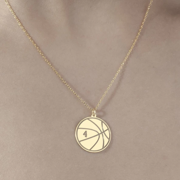 925 Ayar Gümüş Basketbol Topu ve Sayı Detaylı Kolye - Resim 4