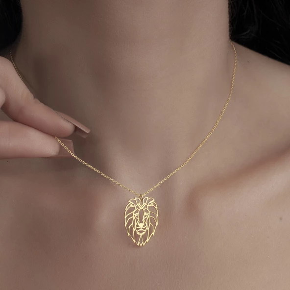 925 Ayar Gümüş Aslan Kolye - Resim 4