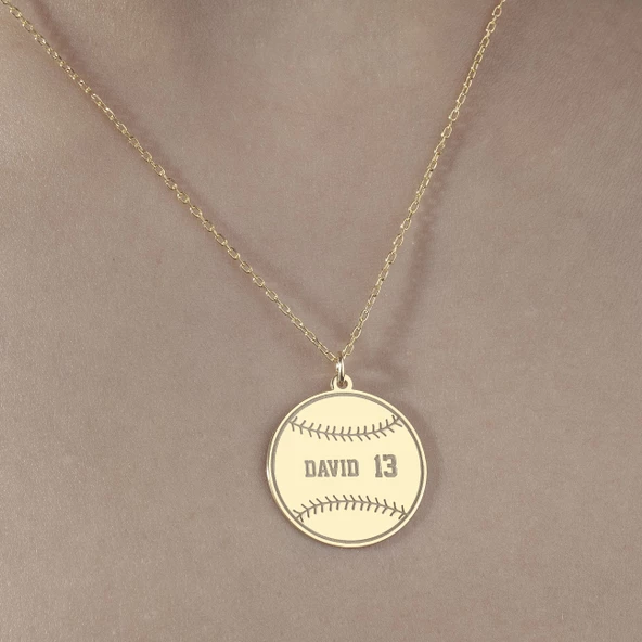 925 Ayar Gümüş Beyzbol Topu Kolye - Resim 2