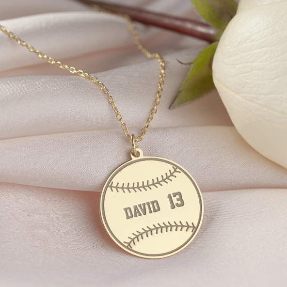 925 Ayar Gümüş Beyzbol Topu Kolye - Resim 6