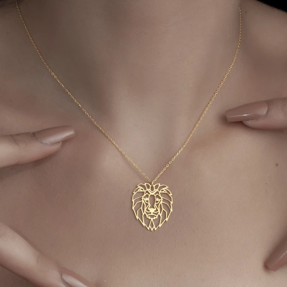 925 Ayar Gümüş Aslan Kolye - Resim 6