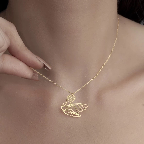 925 Ayar Gümüş Kuğu Figürlü Kolye - 2