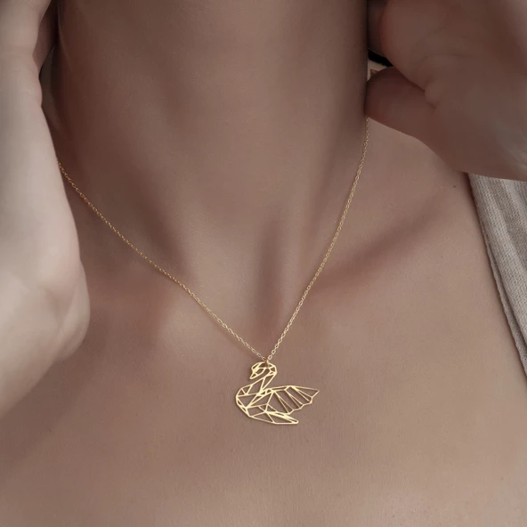 925 Ayar Gümüş Kuğu Figürlü Kolye - 5