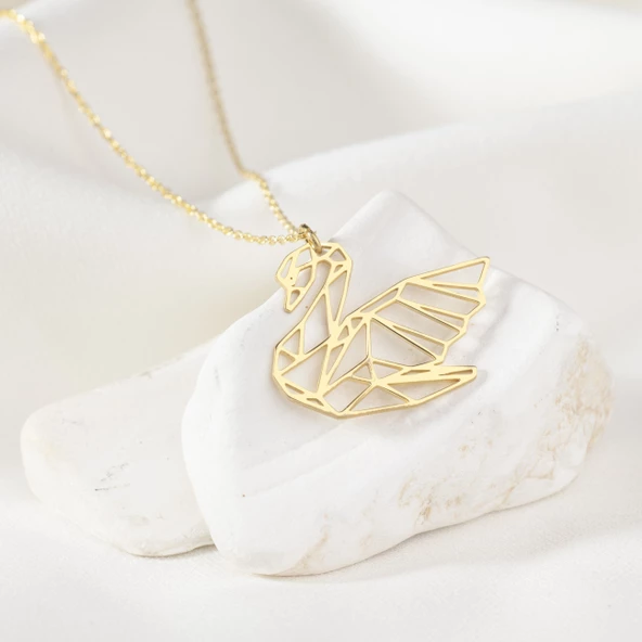 925 Ayar Gümüş Kuğu Figürlü Kolye - 6