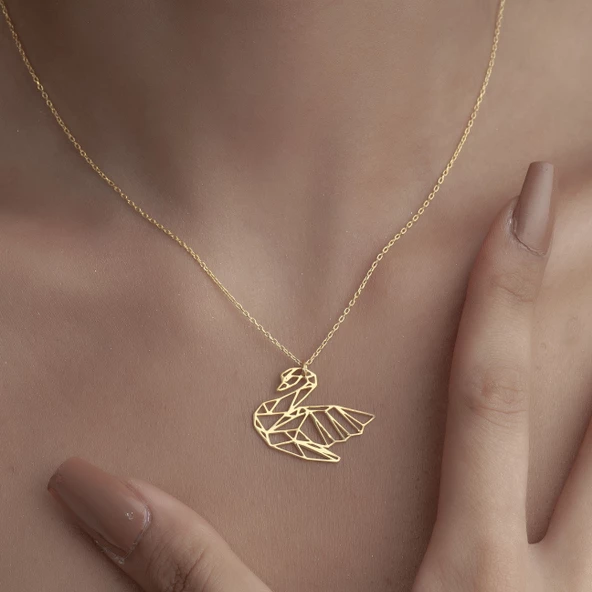 925 Ayar Gümüş Kuğu Figürlü Kolye - 4