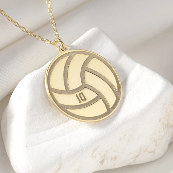 925 Ayar Gümüş Voleybol Topu Numara Detaylı Kolye - 7