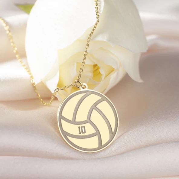 925 Ayar Gümüş Voleybol Topu Numara Detaylı Kolye - 6